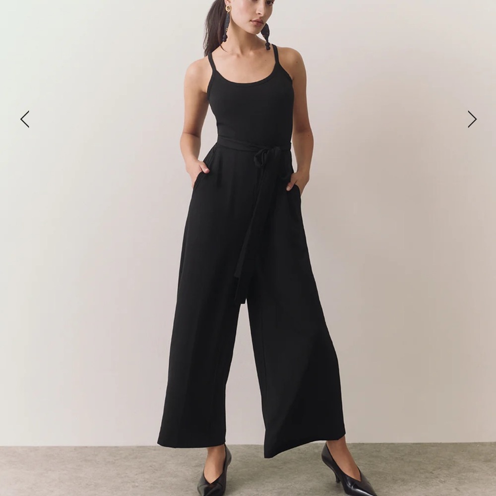 Cuyana V Back Jumpsuit Black Large